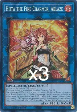 3x Yugioh Hiita the Fire Charmer, Ablaze RA04-EN074 Super Rare 1st Edition NM - Image 1