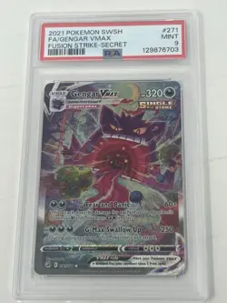 PSA 9 Gengar VMAX Fusion Strike Secret Rare Full Alt Art Pokemon Card #271 Mint - Image 1