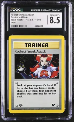 CGC 8.5 Rocket's Sneak Attack Team Rocket 1st Edition 16/82 Holo Pokemon Card - Image 1
