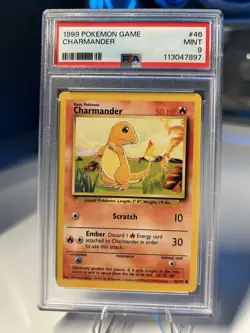Pokemon TCG Charmander 1999 Base Set, Unlimited Common Card 46/102 PSA Mint 9 - Image 1