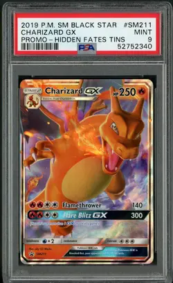 2019 Pokemon Hidden Fates Charizard GX Black Star Promo #SM211 PSA 9 MINT - Image 1