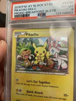 2016 POKEMON XY BLACK STAR PROMO BREAKPOINT BLISTERS #XY95 PIKACHU-HOLO PSA 8 - Image 3