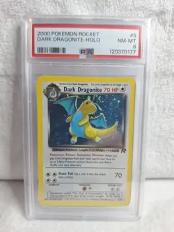 2000 POKEMON TEAM ROCKET #5/82 DARK DRAGONITE HOLO PSA 8 - Image 1