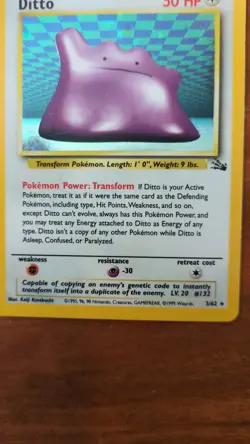 Ditto 3/62 Fossil Series Holo Rare Pokemon TCG LP Lightly Played - Image 5