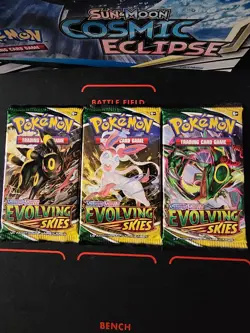 Pokemon Evolving Skies Lot of 3 Booster Packs Sealed - Image 1