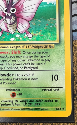 Pokemon Venomoth 13/64 Jungle Holofoil No Symbol Misprint Moderately Played - Image 4