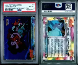 POP 4! 1999 TOPPS POKEMON THE MOVIE 17 UNDERWATER ADVENTURE-RAINBOW FOIL PSA 6 - Image 3