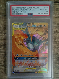 Moltres & Zapdos & Articuno GX 44/68 Hidden Fates Pokemon Card PSA 10 - Image 1