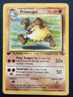 Primeape 43/64 Uncommon 1st Edition Pokemon Card Lightly Played - Image 1
