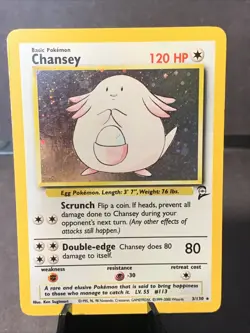 Pokemon TCG Chansey Holo Rare Card #3/130 Base Set 2 Unlimted VTG WOTC 2000 - Image 1