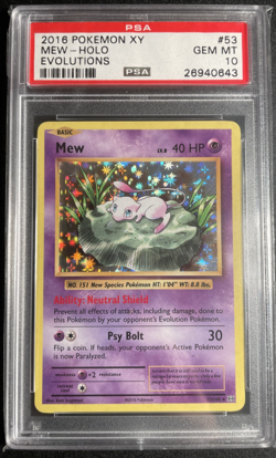 2016 Pokemon XY Evolutions Mew Holo Card 53/108 PSA 10 - Image 1