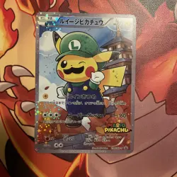 Custom FAN ART CARD Poncho-Wearing Luigi Pikachu 296/XY-P Full Art Japanese NM - Image 2