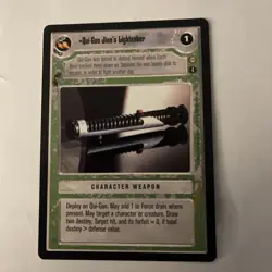 STAR WARS CCG TATOOINE RARE CARD QUI-GON JINN'S LIGHTSABER - Image 1