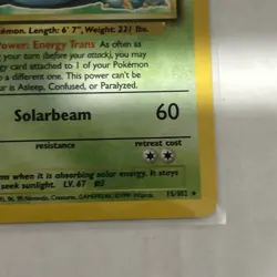 RARE Vintage Pokemon TCG Venusaur 15/102 Holo Rare Base Set Unlimited Card LP - Image 5