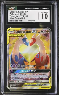 CGC 10 GEM MINT Latias & Latios GX 2019 Team Up 170/181 Ultra Rare Pokemon Card - Image 1