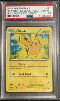 2014 PIKACHU POKEMON XY COSMOS HOLO LEGO MOVIE EXCLUSIVE PROMO PSA 10 POP 130 - Image 1
