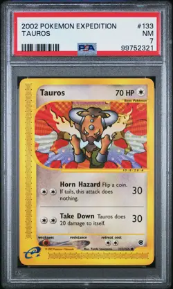 2002 POKEMON EXPEDITION #133 TAUROS PSA 7 - Image 1