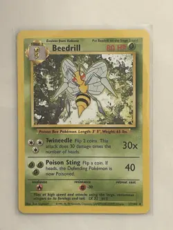 1999 POKEMON TCG Beedrill 017/102 Base Set WOTC Rare Unlimited Vintage Card LP - Image 1