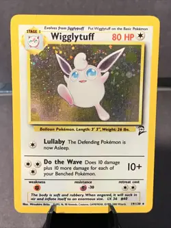 Pokemon TCG Wigglytuff #19/130 Base Set 2 Unlimited Holo Rare WOTC VTG Swirl - Image 1