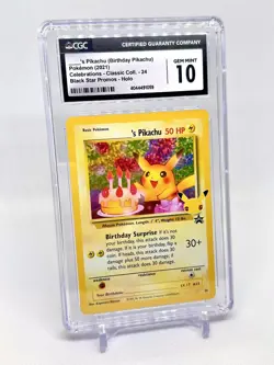 Pokemon 2021 Celebrations Birthday Pikachu #24 Holo BS Promo CGC 10 Gem Mint - Image 1