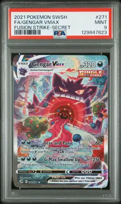 2021 POKEMON SWORD & SHIELD FUSION STRIKE SECRET #271 FULL ART/GENGAR VMAX PSA 9 - Image 1