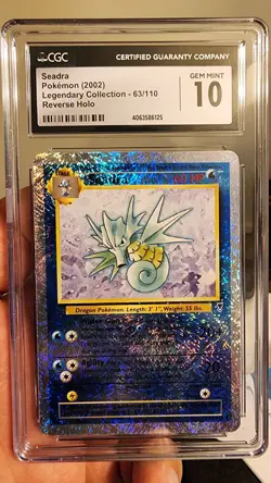 CGC 10 Seadra 2002 Legendary (Collection) 63/110 Reverse Holo Pokemon Card - Image 1