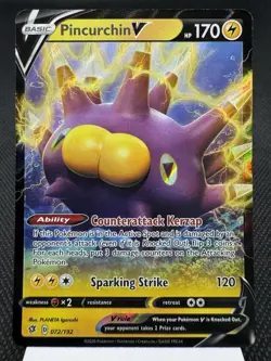 Pincurchin V 072/192 - Ultra Rare Holo - SWSH Rebel Clash Pokemon Card NM - Image 1