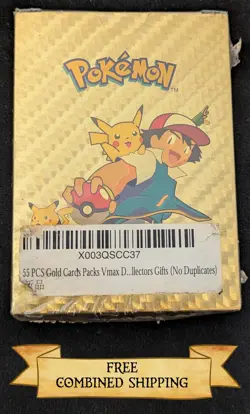 55 Pcs Pokemon Card foil GOLD PACK Cards TCG VMAX - Image 2