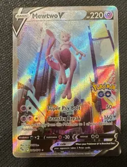 Pokemon Go Mewtwo v Full Art Holo Ultra Rare Card 072/078 Pokemon TCG - Image 1