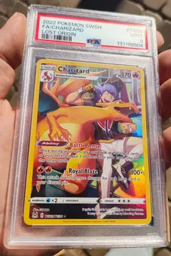 2022 Pokemon Lost Origin Full Art Holo Charizard #TG03 PSA 9 Graded Card Slab - Image 2