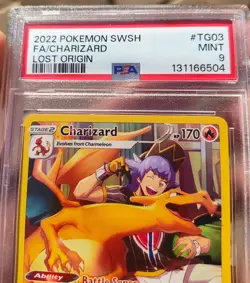 2022 Pokemon Lost Origin Full Art Holo Charizard #TG03 PSA 9 Graded Card Slab - Image 3