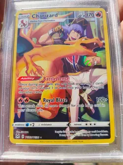 2022 Pokemon Lost Origin Full Art Holo Charizard #TG03 PSA 9 Graded Card Slab - Image 4