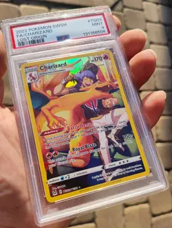 2022 Pokemon Lost Origin Full Art Holo Charizard #TG03 PSA 9 Graded Card Slab - Image 5
