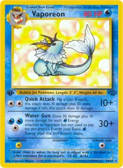 Vaporeon 28/64 Rare Jungle 1st Edition Non Holo Pokemon Card - Image 1