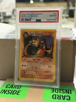 Pokemon Dark Charizard Card 1st Edition Non-Holo Rare 21/82 PSA 8 - Image 1