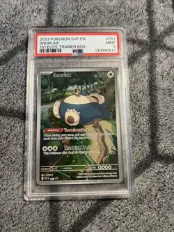 Pokemon TCG Snorlax Scarlet & Violet 151 ETB Promo Card #051 PSA 9 Mint - Image 1