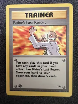 Blaine's Last Resort Trainer 105/132 Uncommon 1st Edition Pokemon Card NM - Image 1