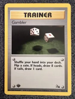 Gambler 60/62 Common 1st Edition Pokemon Card NM/LP - Image 1