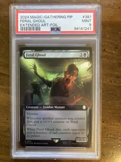 MTG Feral Ghoul Extended Art FOIL Universes Beyond: Fallout (PIP) PSA 9 Mint - Image 1