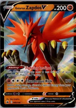 2021 Sword & Shield - Chilling Reign Galarian Zapdos V Rare Holo V #80 - Image 1