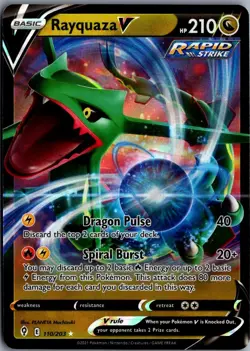 2021 Sword & Shield - Evolving Skies Rayquaza V Basic/Rare Holo V #110 - Image 1