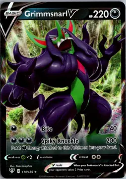 2020 Sword & Shield - Darkness Ablaze Grimmsnarl V Basic/Rare Holo V #114 - Image 1