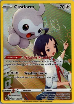 2022 Sword & Shield Series - Lost Origin - Trainer Gallery Castform Rare #TG11 - Image 1
