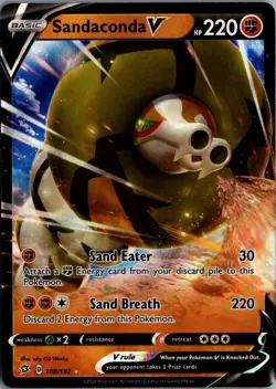 2020 Sword & Shield - Rebel Clash Sandaconda V Basic/Rare Holo V #108 - Image 1