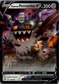 2022 Sword & Shield - Lost Origin Galarian Perrserker V Basic/Rare Holo V #129 - Image 1