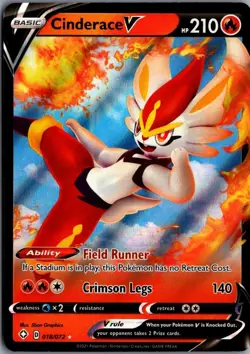 2020 Sword & Shield - Rebel Clash Cinderace V Basic/Rare Holo V #35 - Image 1