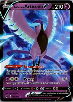 2021 Sword & Shield - Chilling Reign Galarian Articuno V Basic/Rare Holo V #58 - Image 1