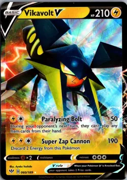 2020 Sword & Shield - Darkness Ablaze Vikavolt V Basic/Rare Holo V #60 - Image 1