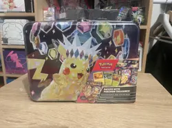 Pokemon TCG Stellar Terra Pikachu Collector Chest Tin 2024 Surging Sparks New - Image 1