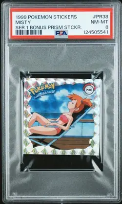 1999 Pokemon Stickers Misty Series 1 Bonus Prism PSA 8 - Image 1